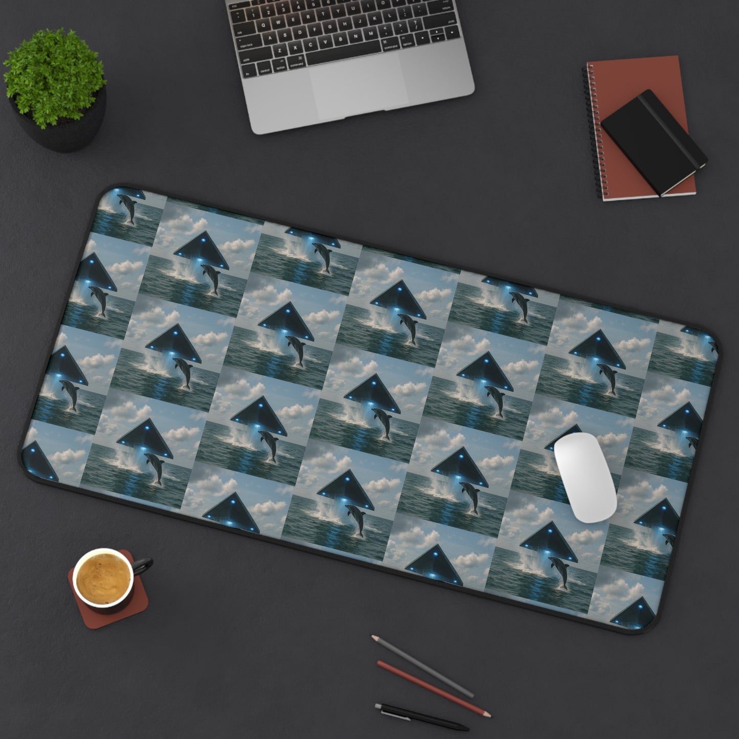 Tropical Mouse Pad/Desk Mat, 3 Sizes - Perfect for Home Office / UFO and Dolphin