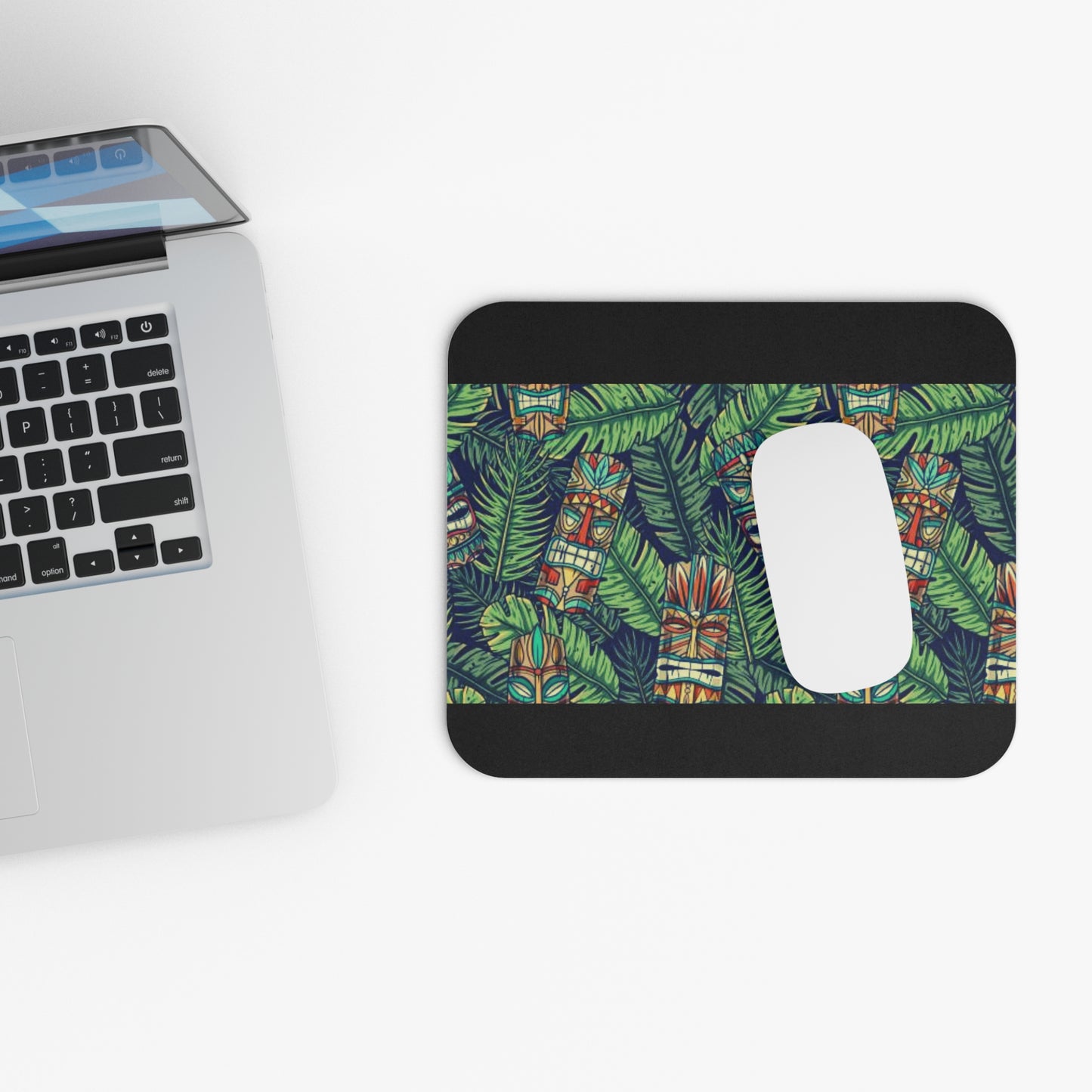 Mouse Pad (Rectangle) - Tiki Greenery, Black