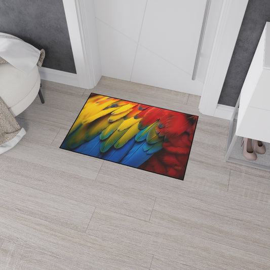 Heavy Duty Floor Mat, 5 Sizes – Tropical Area Rug for Home Décor / Macaw Feathers