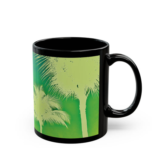 Black Coffee Mug - Palm Glow Green