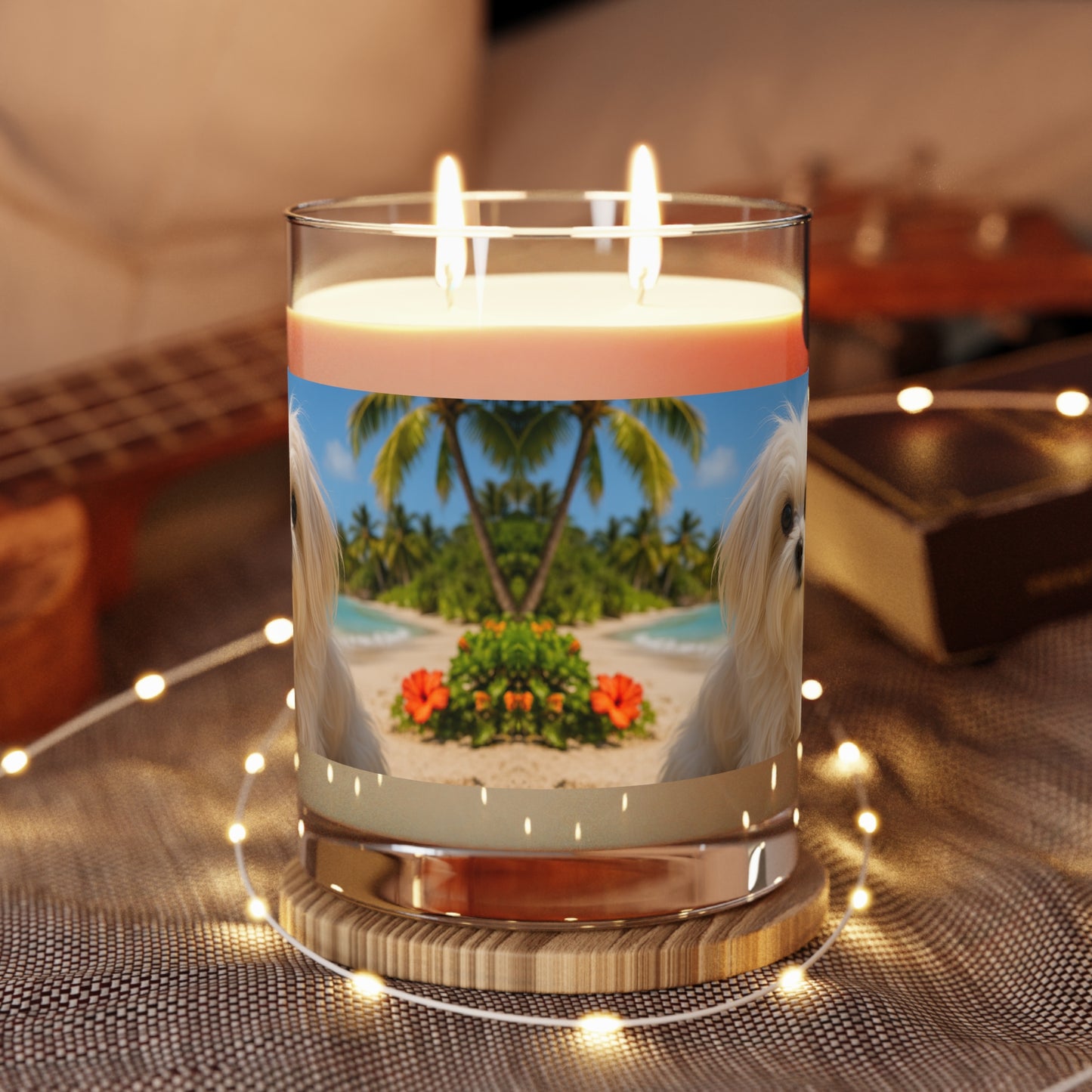 Puppy Ariel Scented Candle - 11oz Full Glass, Tropical Decor