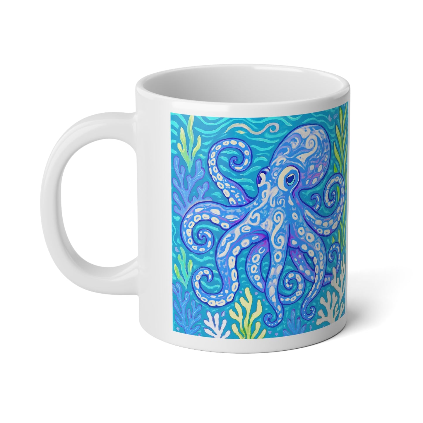 Jumbo Mug, 20oz, Octopus Kraken Joe , Blue | Tropical Coffee Cup