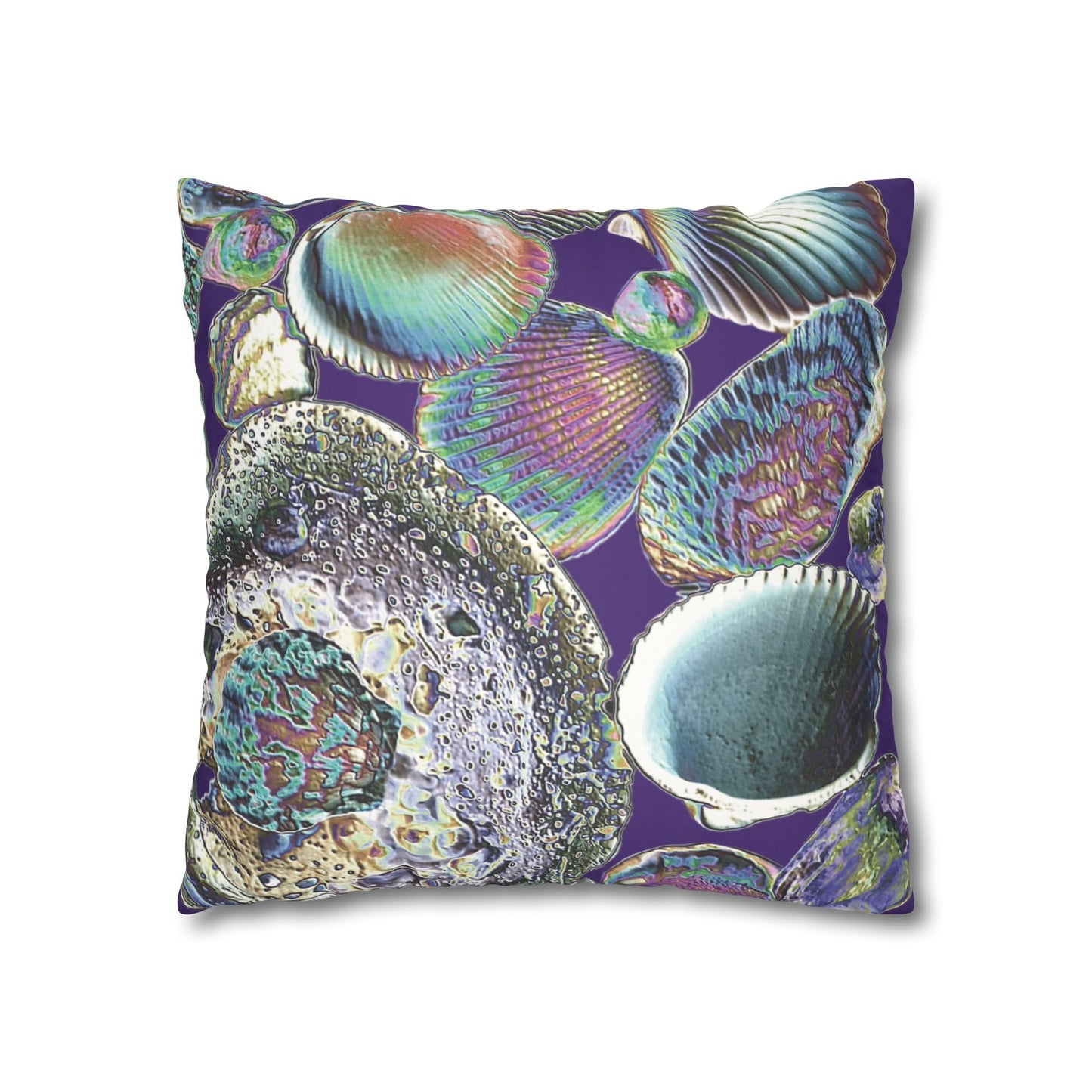 Faux Suede Square Pillowcase - Heatwave Seashell Collection, Purple