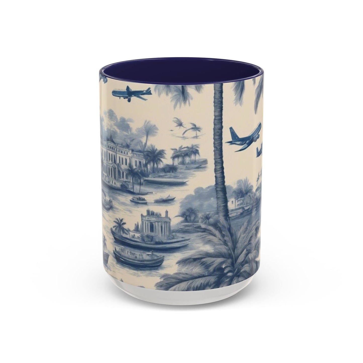 Accent Coffee Mug (11, 15oz), Tropical Travel Toile, Various Colors