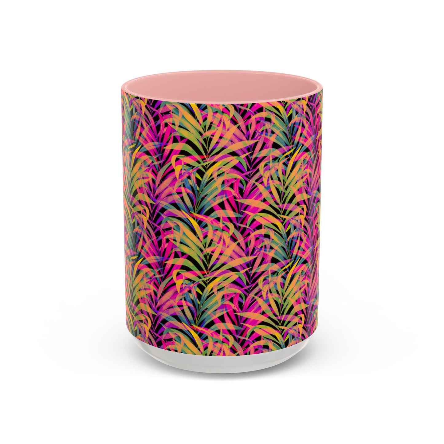 Accent Coffee Mug (11, 15oz), Rainbow Fronds / Various Colors