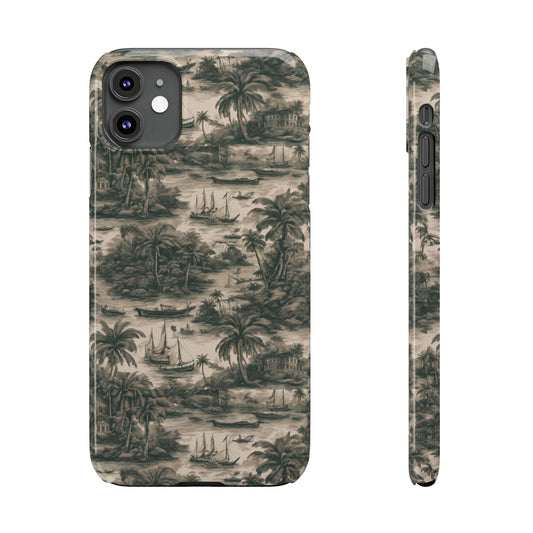 Slim Phone Cases - Tropical Toile #1, black