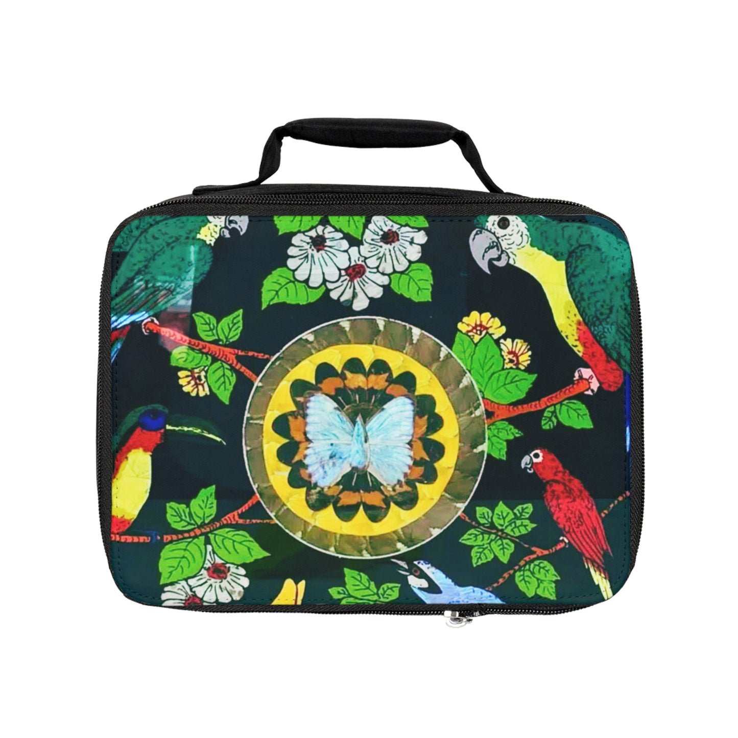 Real Butterfly Wings/Parrots Lunch Bag - Eco-Friendly Insulated Tote, Adult and Child Lunchbox / Perfect for Picnics, Beach Outings