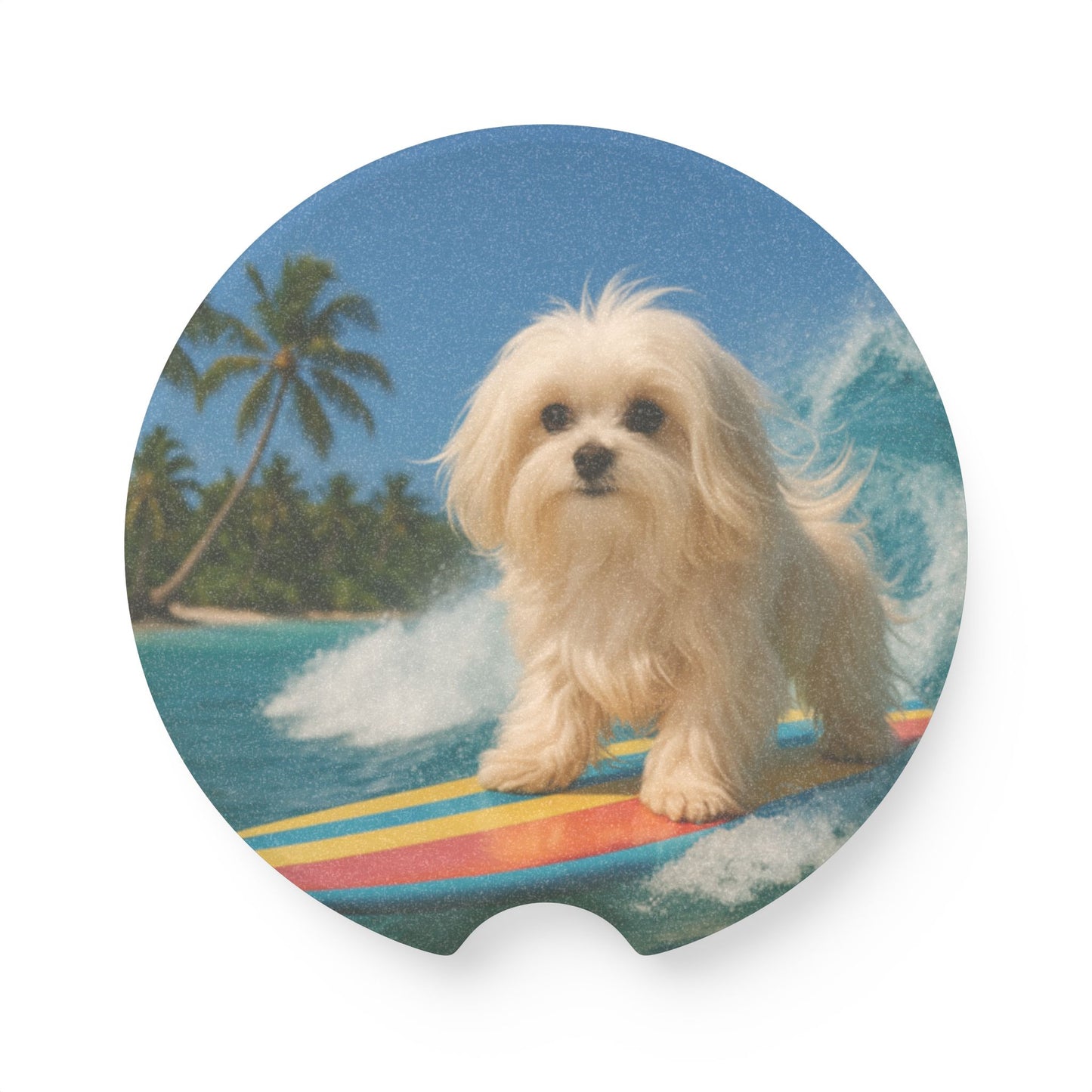 Soapstone Car Coaster - Surfer Puppy Ariel