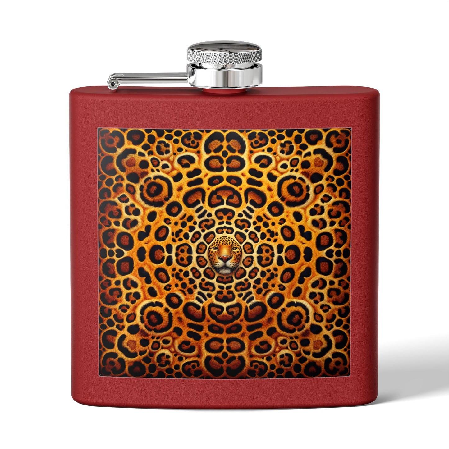 Tropical Stainless Steel 6 oz. Flask, Many Colors – Kaleidoscope Jaguar Spots