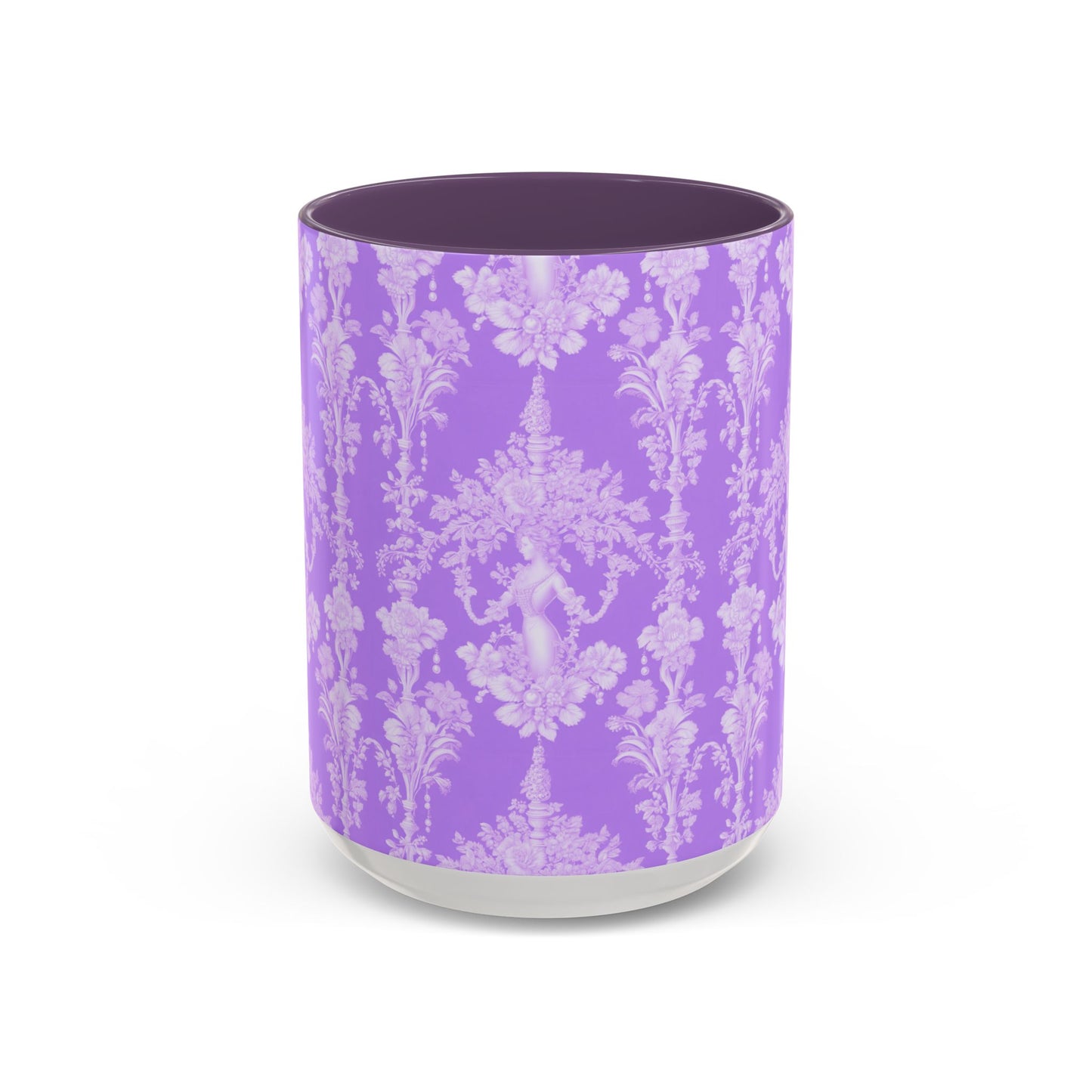 Accent Coffee Mug (11, 15oz), Pearl Lady Toile/Lavender Repeat, Various Colors