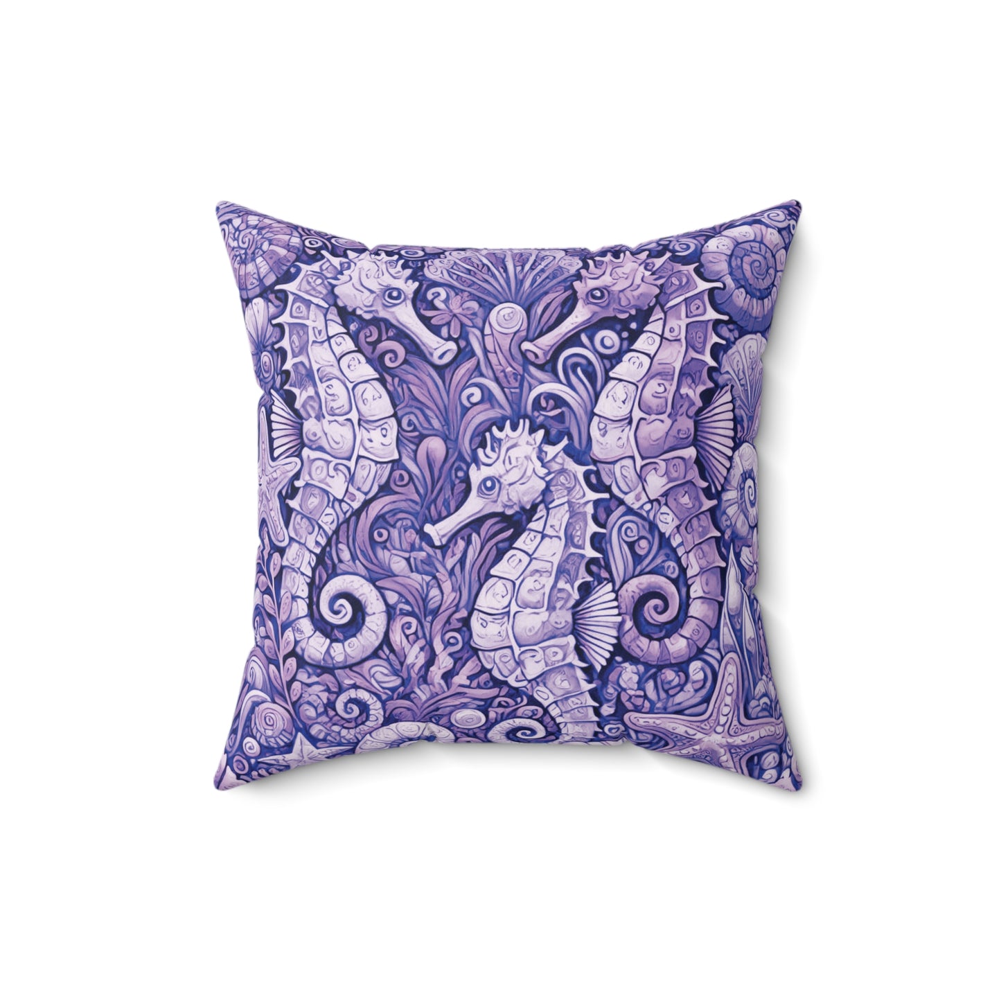 Decorative Pillow - Accent Cushion, 4 Sizes / Seahorse Trio, Amethyst