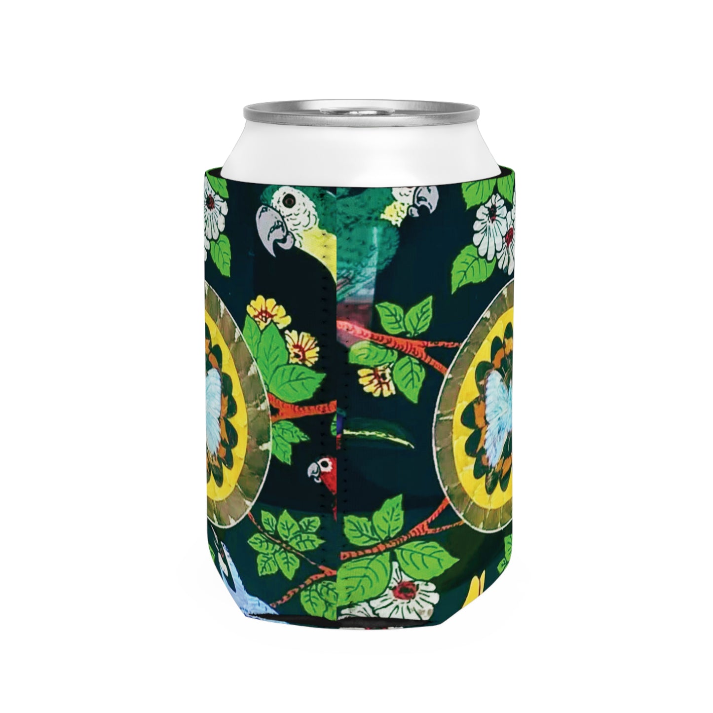 Parrots and Butterflies/Real Wing Art Can Cooler Sleeve - Perfect for Outdoor Picnics