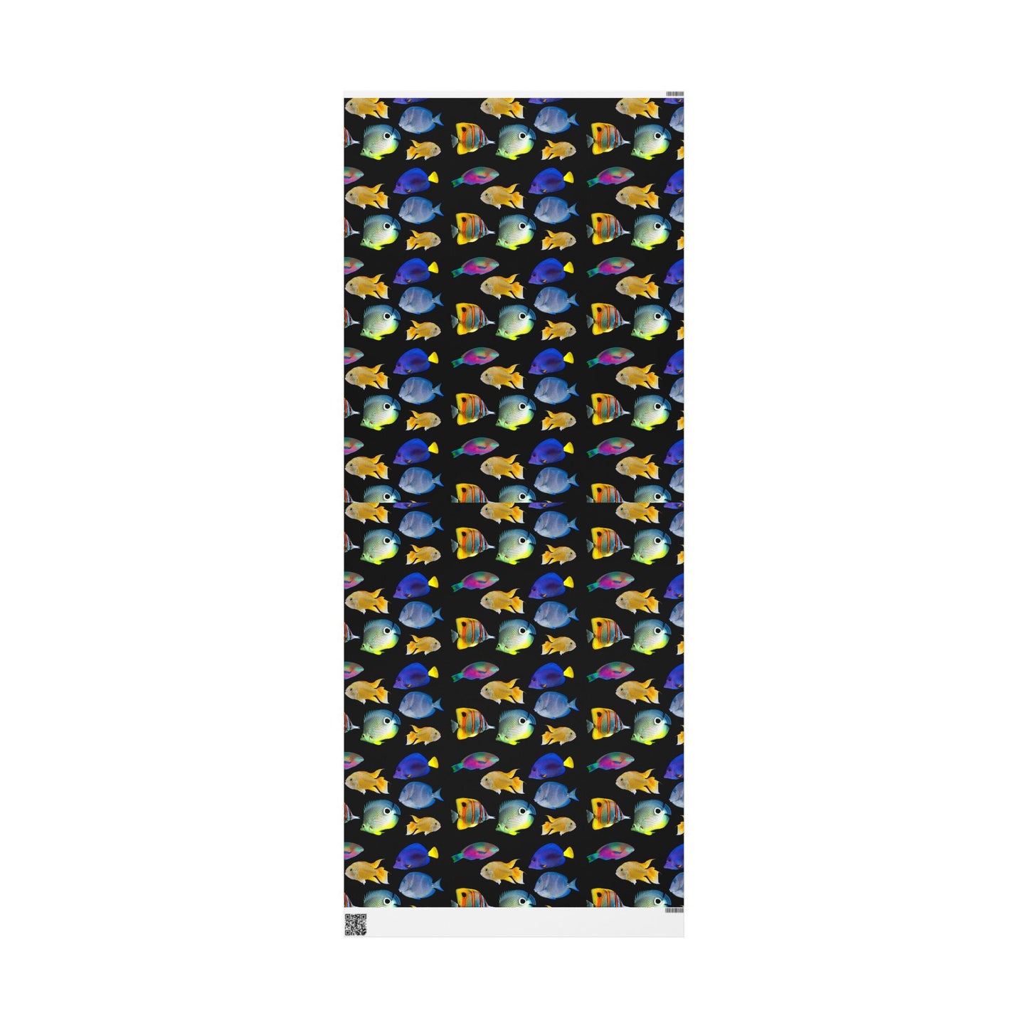 Wrapping Paper - Tropical Gift Wrap for All Occasions, 3 Sizes/2 Finishes / School of Fish, Black