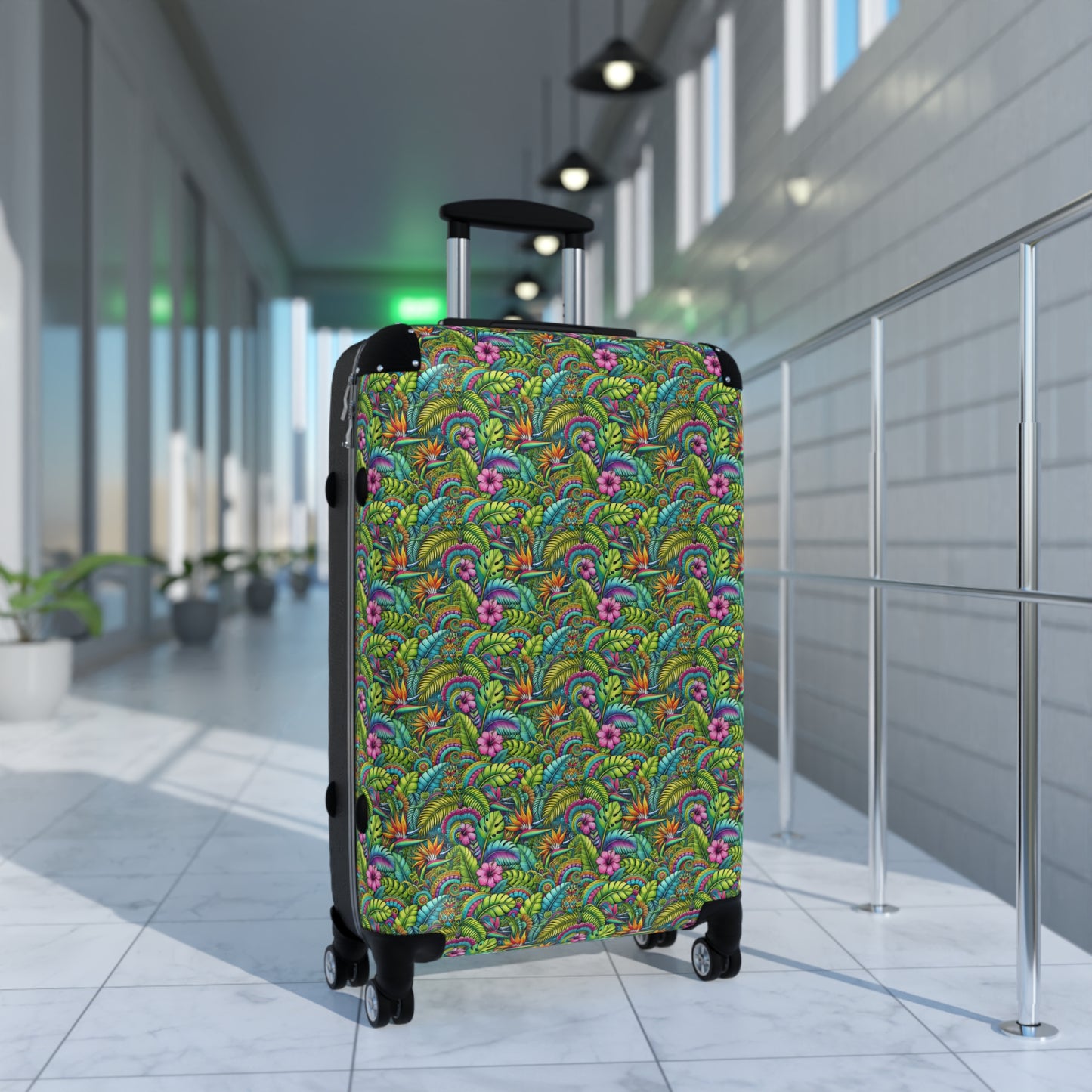 Tropical Suitcase - Stylish Travel Luggage for Adventurers / Rainforest Blooms