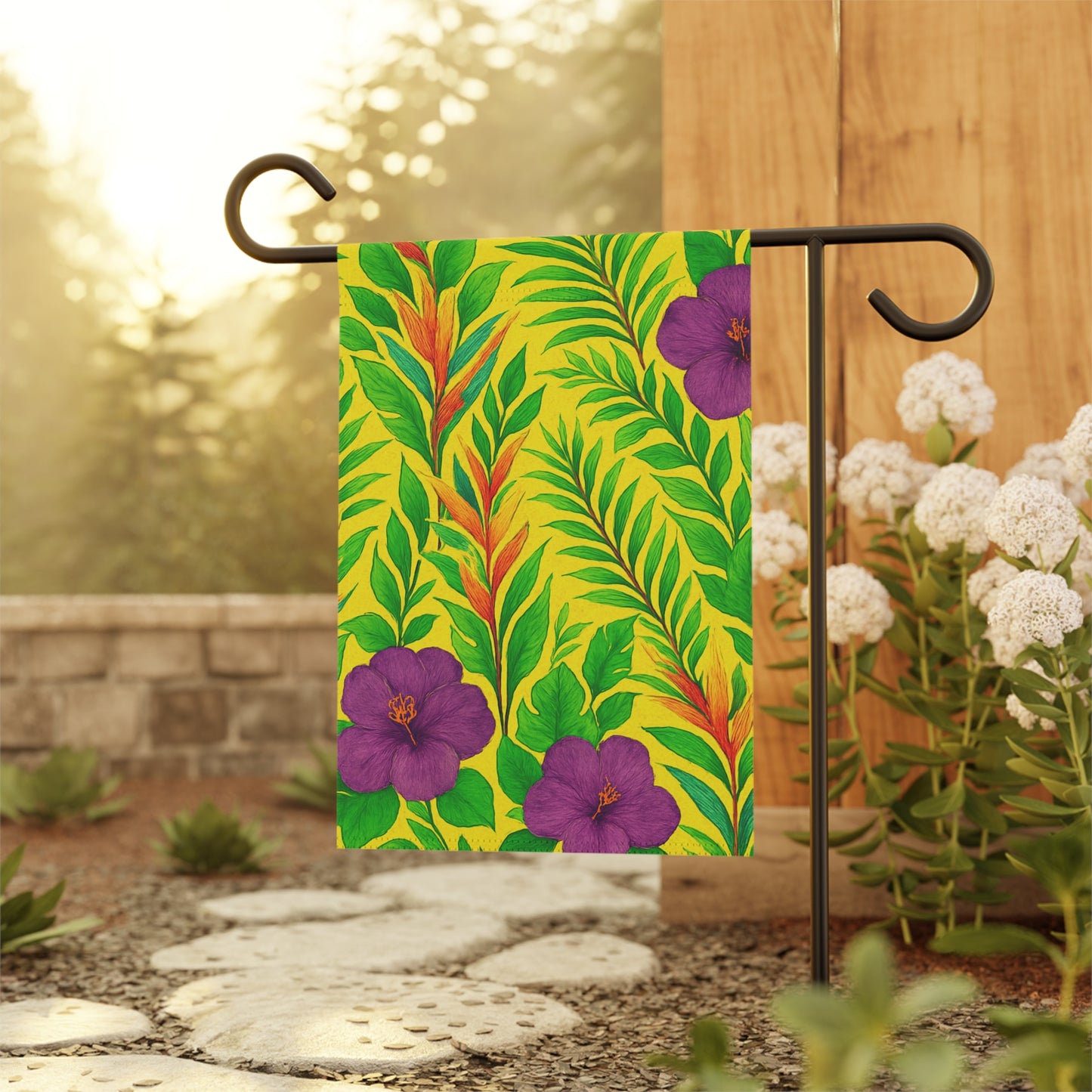 Tropical Garden Flag - Perfect for Outdoor Decor / Midnight Flower, Yellow
