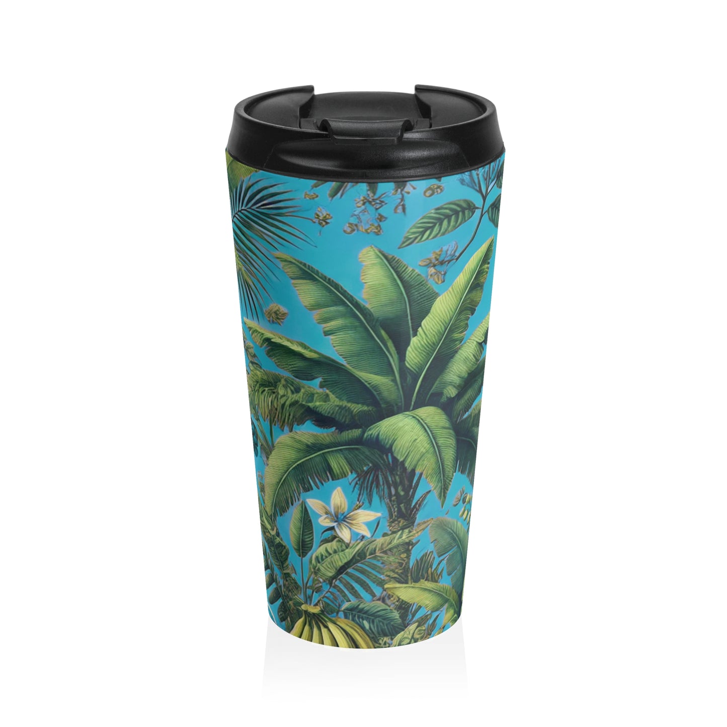 15 oz. Stainless Steel Travel Mug / Tropical Fruit, Aqua Blue