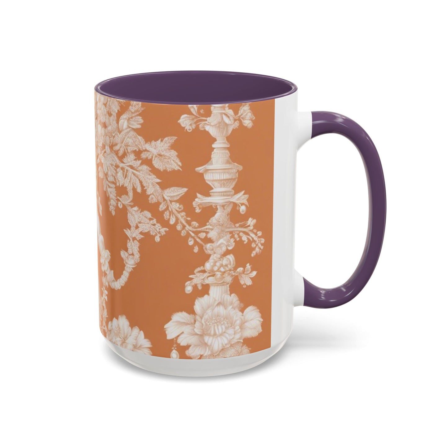 Accent Coffee Mug (11, 15oz), Pearl Lady Toile/Melon, Various Colors