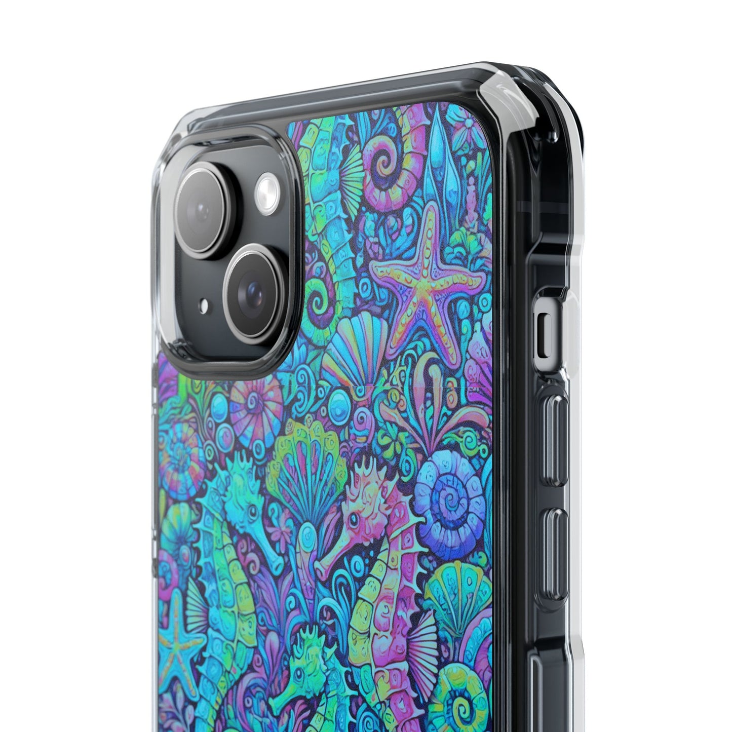 Seahorses/Turquoise POP Magnetic Clear Phone Case, Many Models