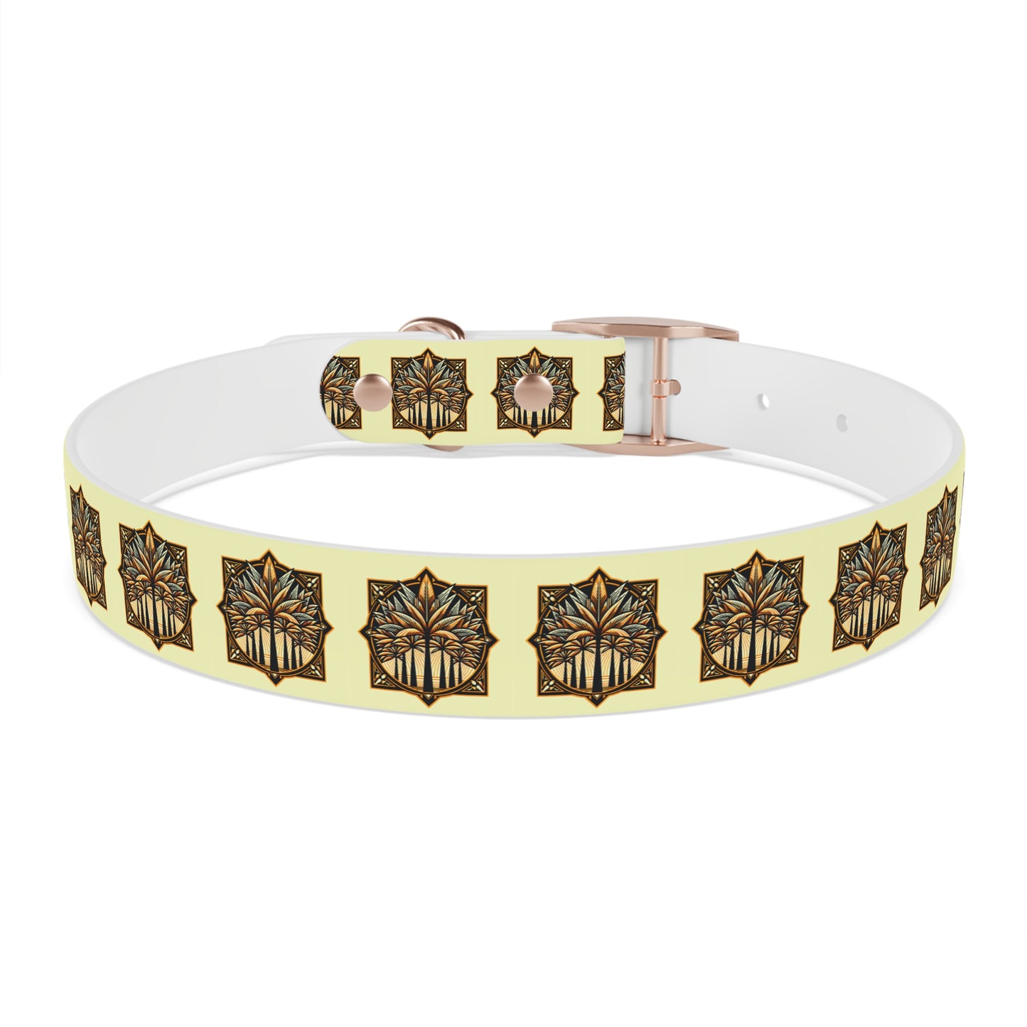 Dog Collar - Deco Palm Trees, Buttercream