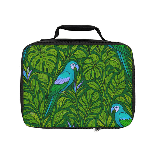 Parrot Family/Blue Lunch Bag - Eco-Friendly Insulated Tote, Adult and Child Lunchbox / Perfect for Picnics, Beach Outings