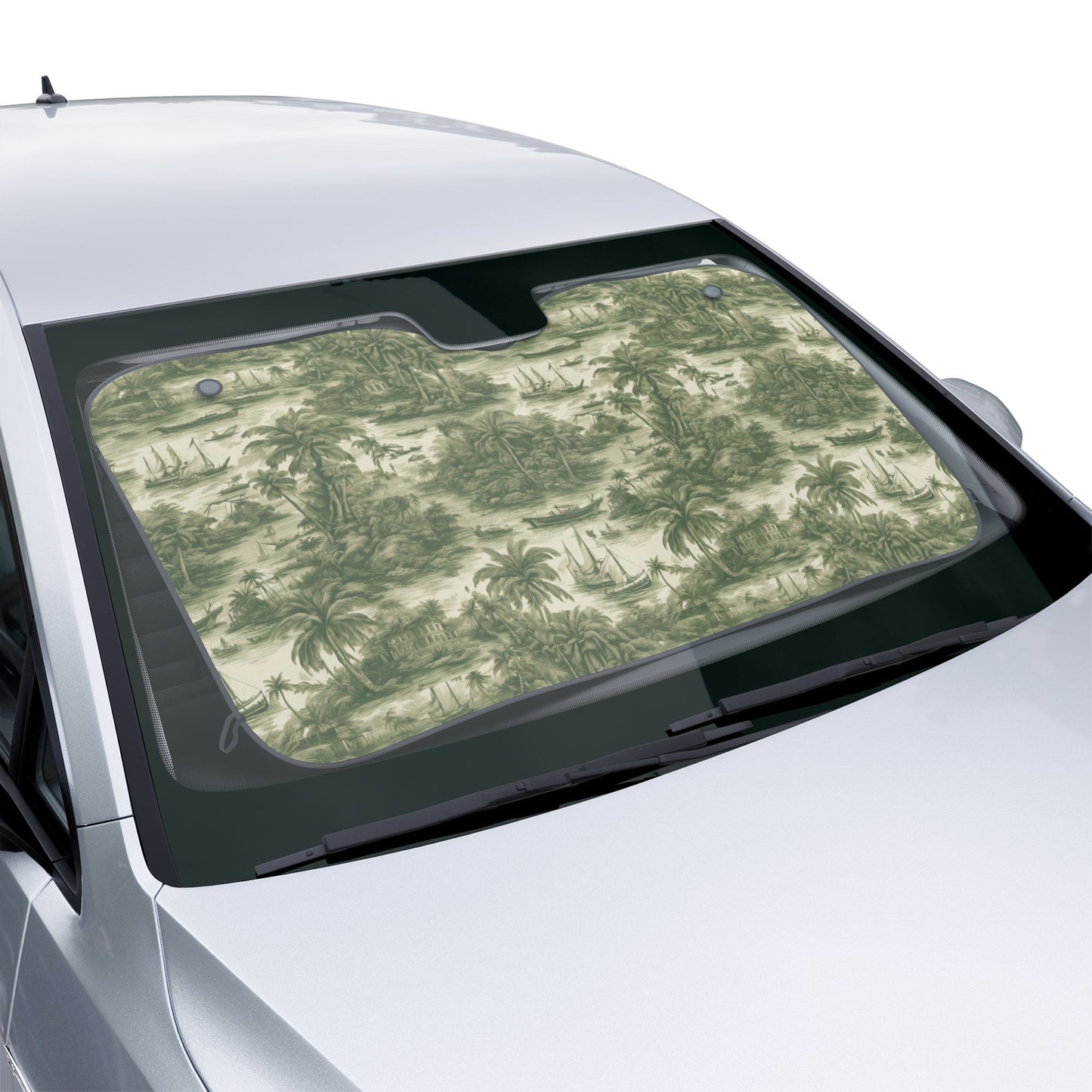 Tropical Car Sun Shades / Tropical Toile #1, Green