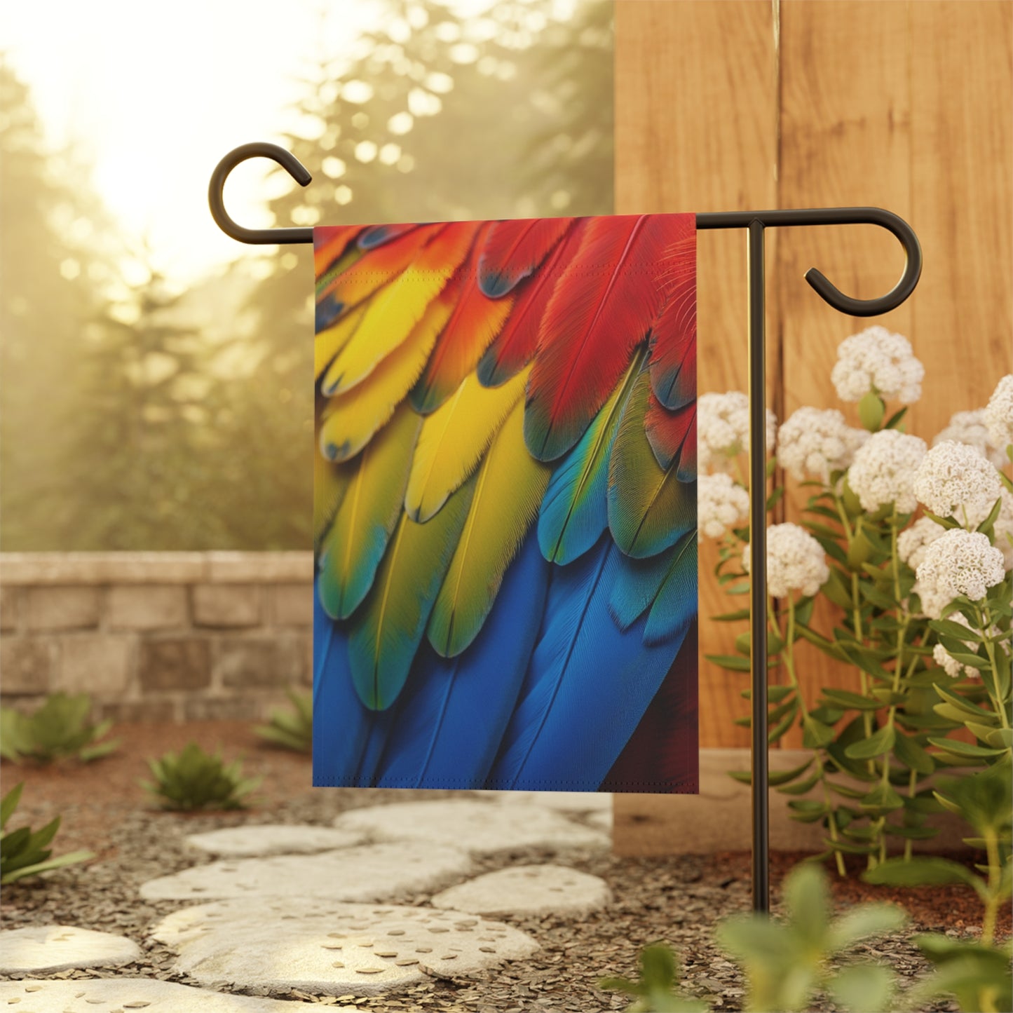 Tropical Garden Flag  - Perfect for Outdoor Decor / Macaw Feathers