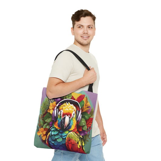 Rockin' Out Parrot Tote Bag - 3 Sizes