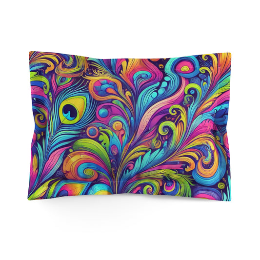 Microfiber Pillow Sham, 2 Sizes | Tropical Vibes for Relaxation / Feather Currents Pop