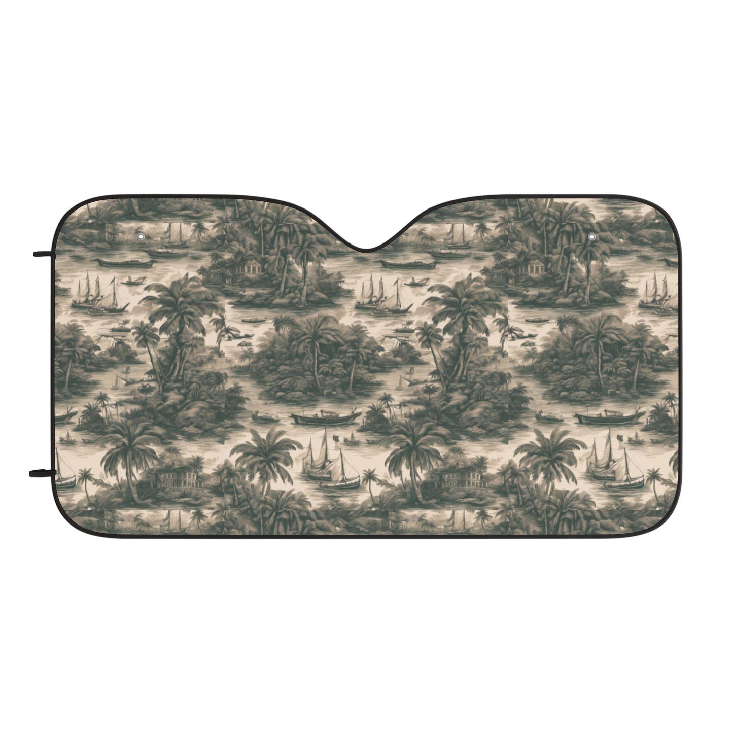 Tropical Car Sun Shades / Tropical Toile #1, Black