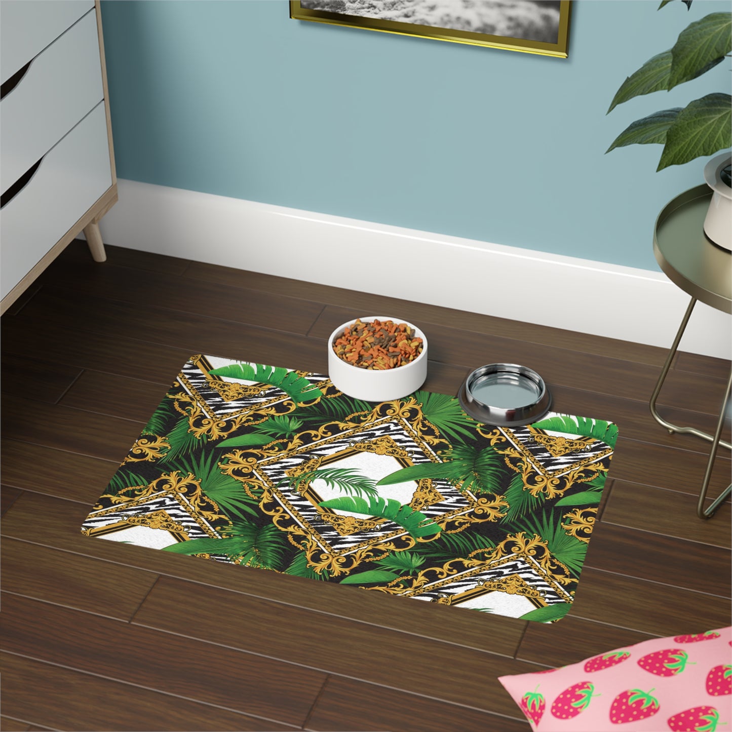 Pet Food Mat (12x18) - Jungle Luxe White