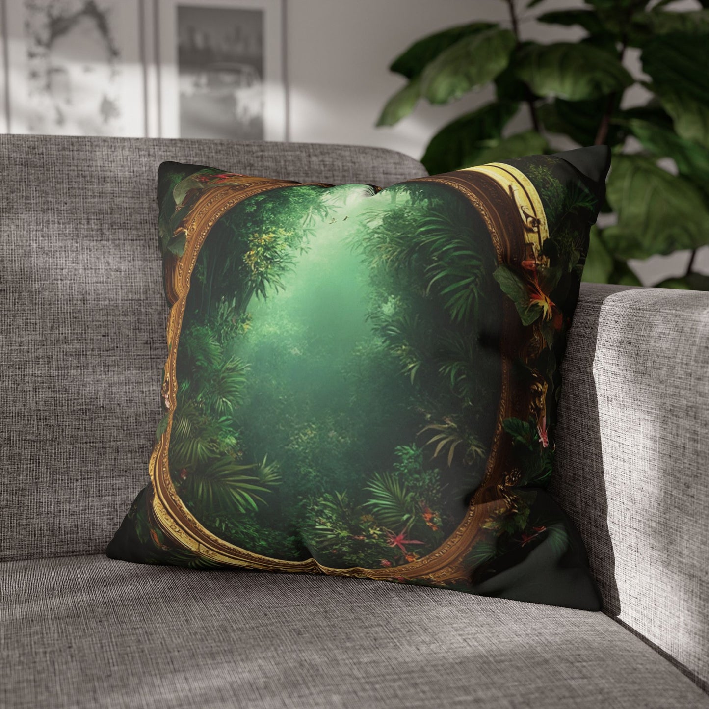 Faux Suede Square Pillowcase - Golden Portal to Paradise