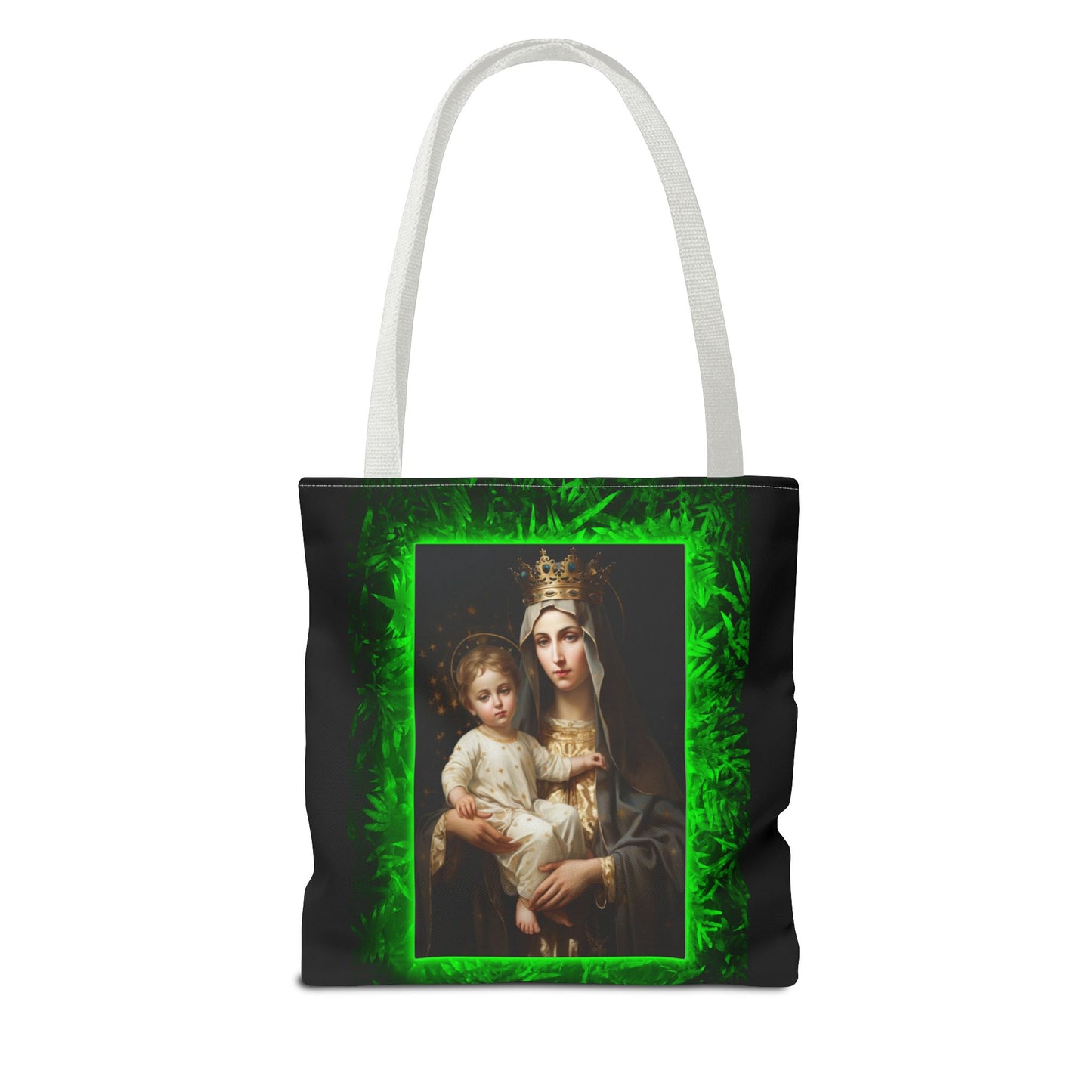 Religious Our Lady of Mt. Carmel Tropical Glow Tote Bag - 3 Sizes