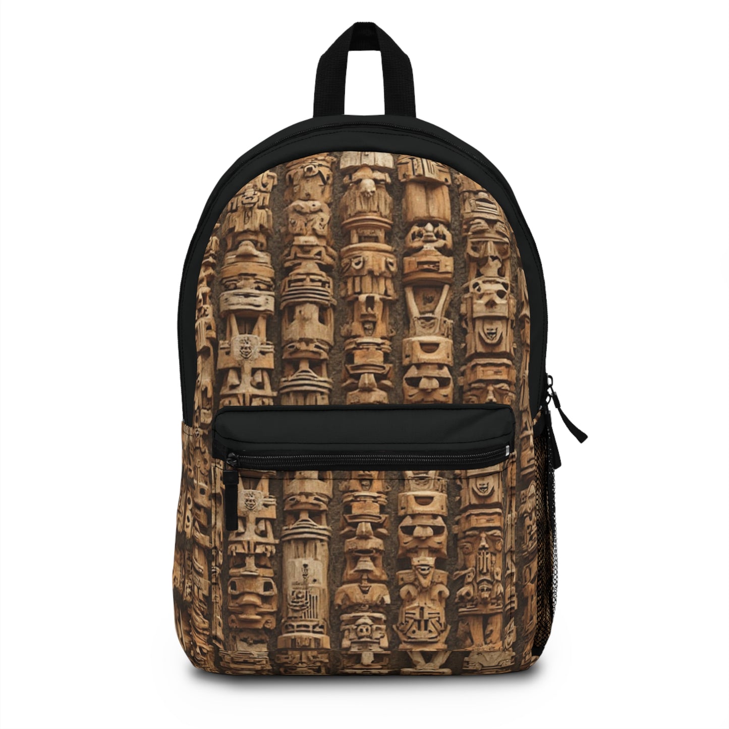 Tropical Backpack  / Ancient Tiki Totems, Black