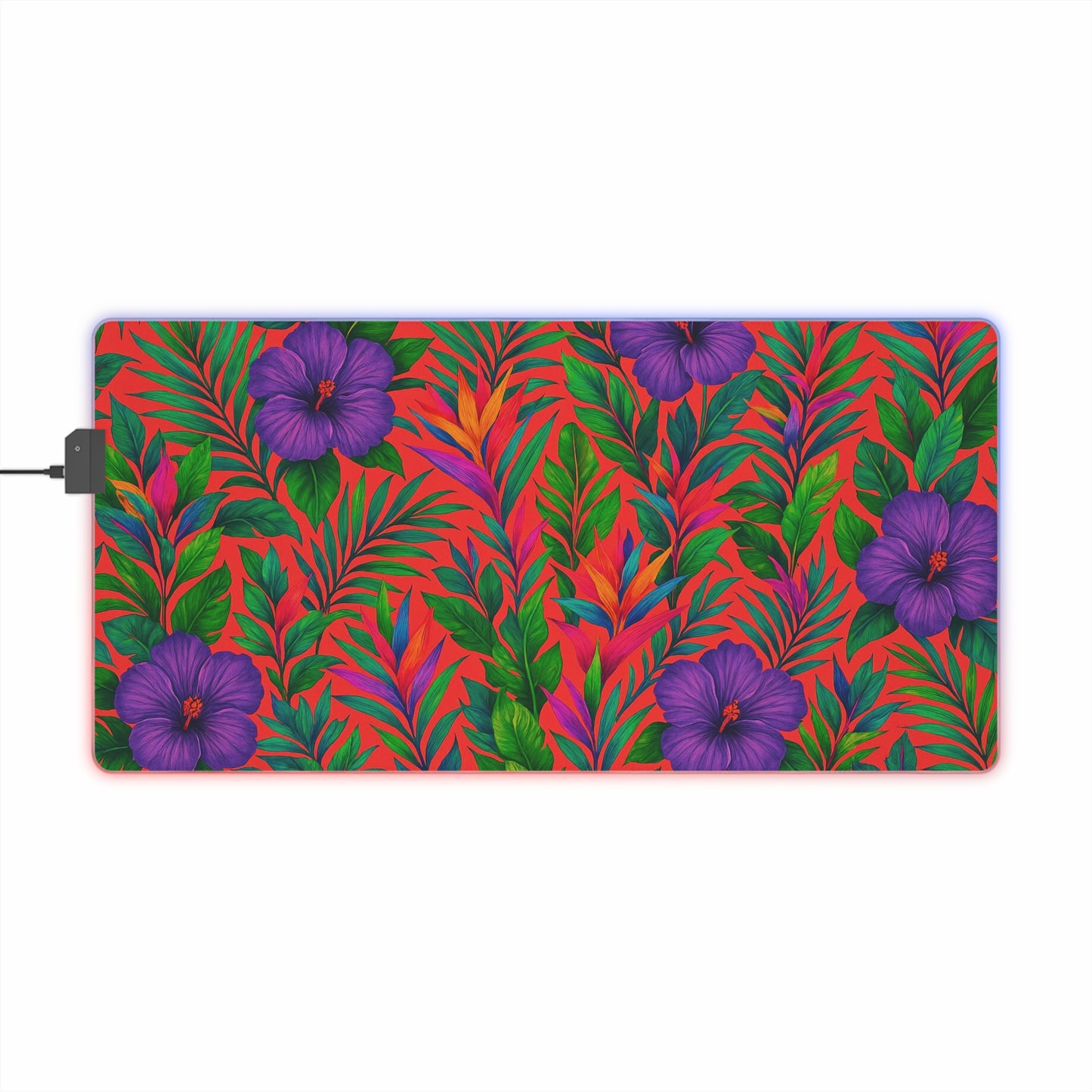 LED Gaming Mouse Pad With Vibrant RGB Lighting, 4 Sizes / Midnight Flower Coral