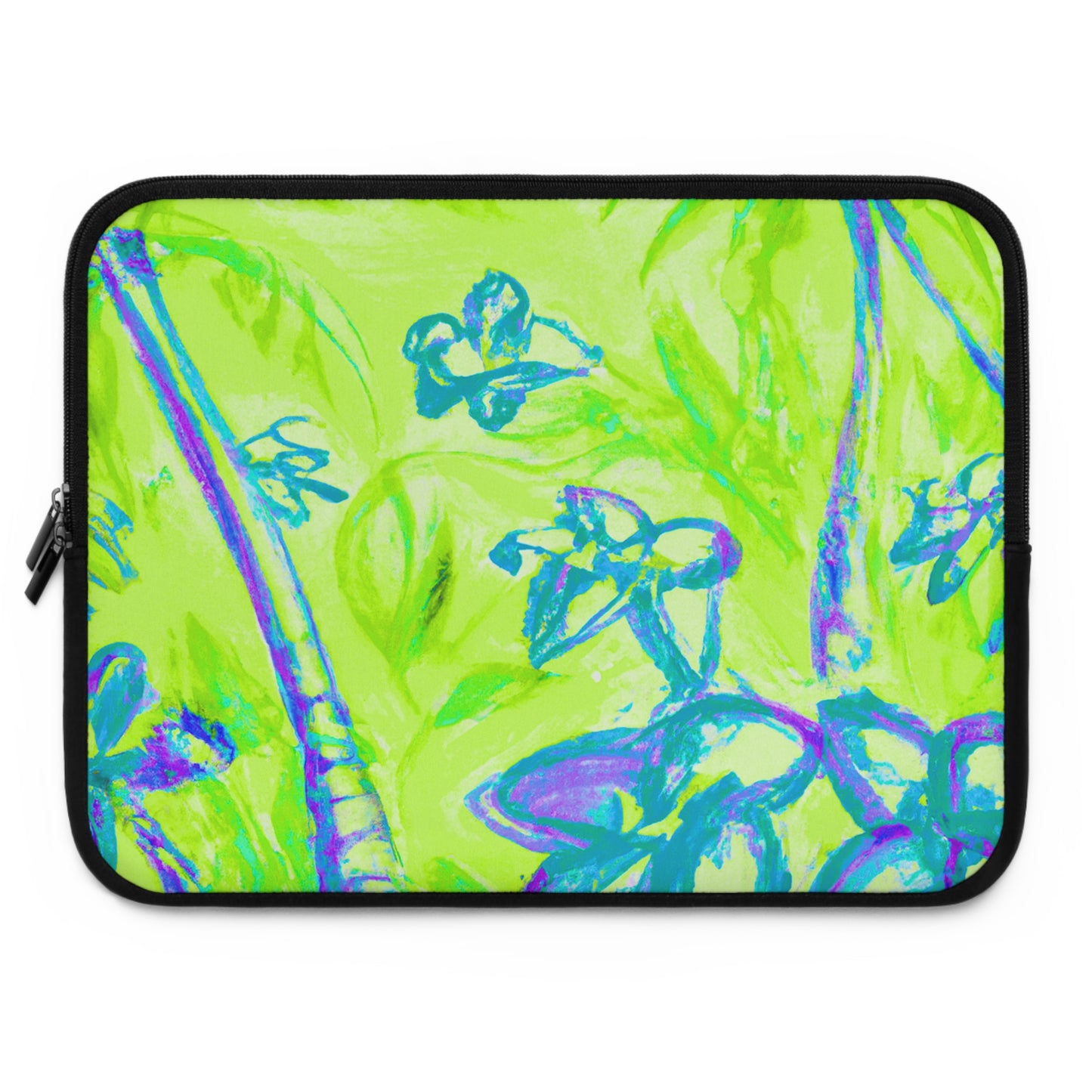Tropical Laptop Sleeve, 5 Sizes - Perfect for Beach Lovers & Students / Tropical Doodles, Lime