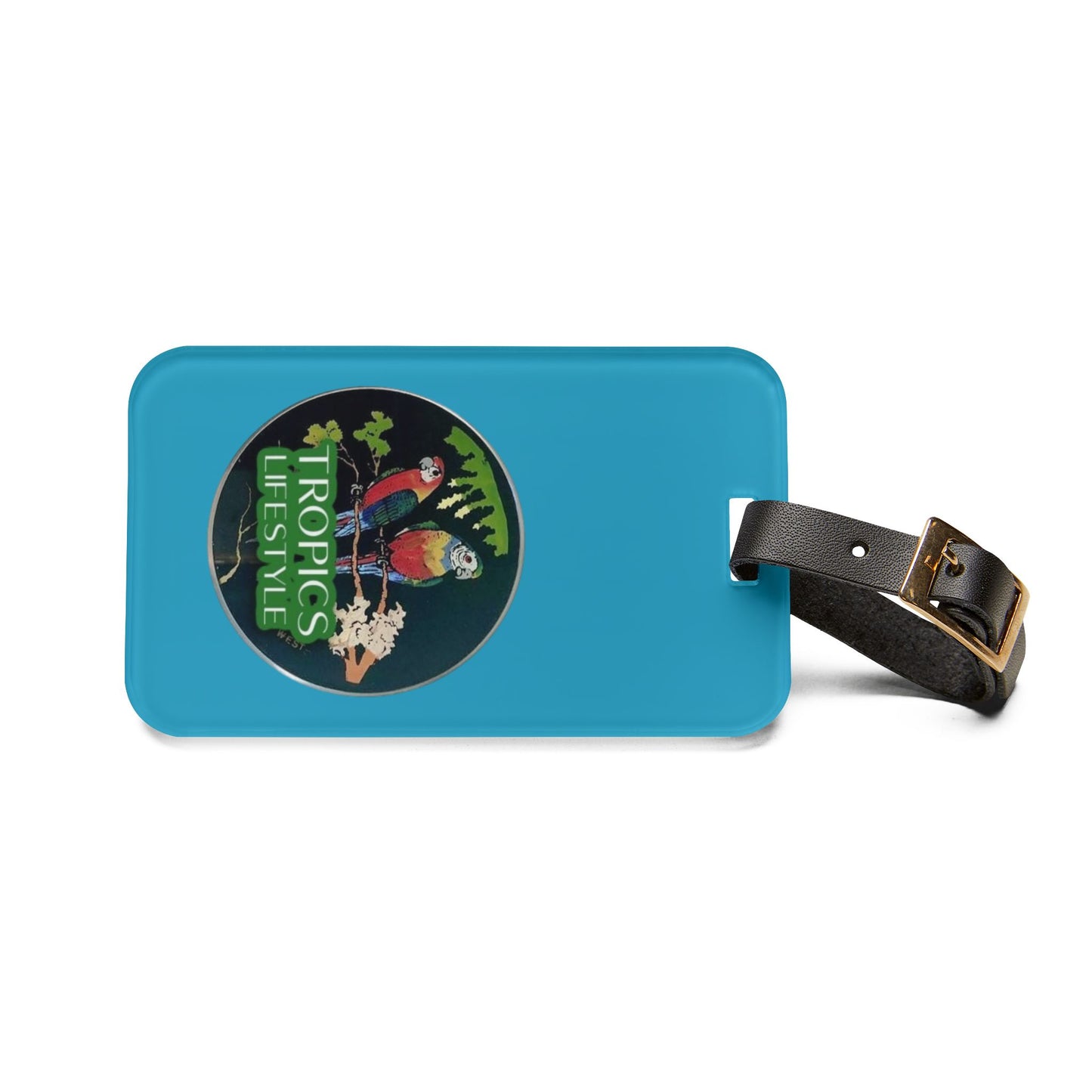 Luggage Tag - Two Brazilian Parrots, turquoise