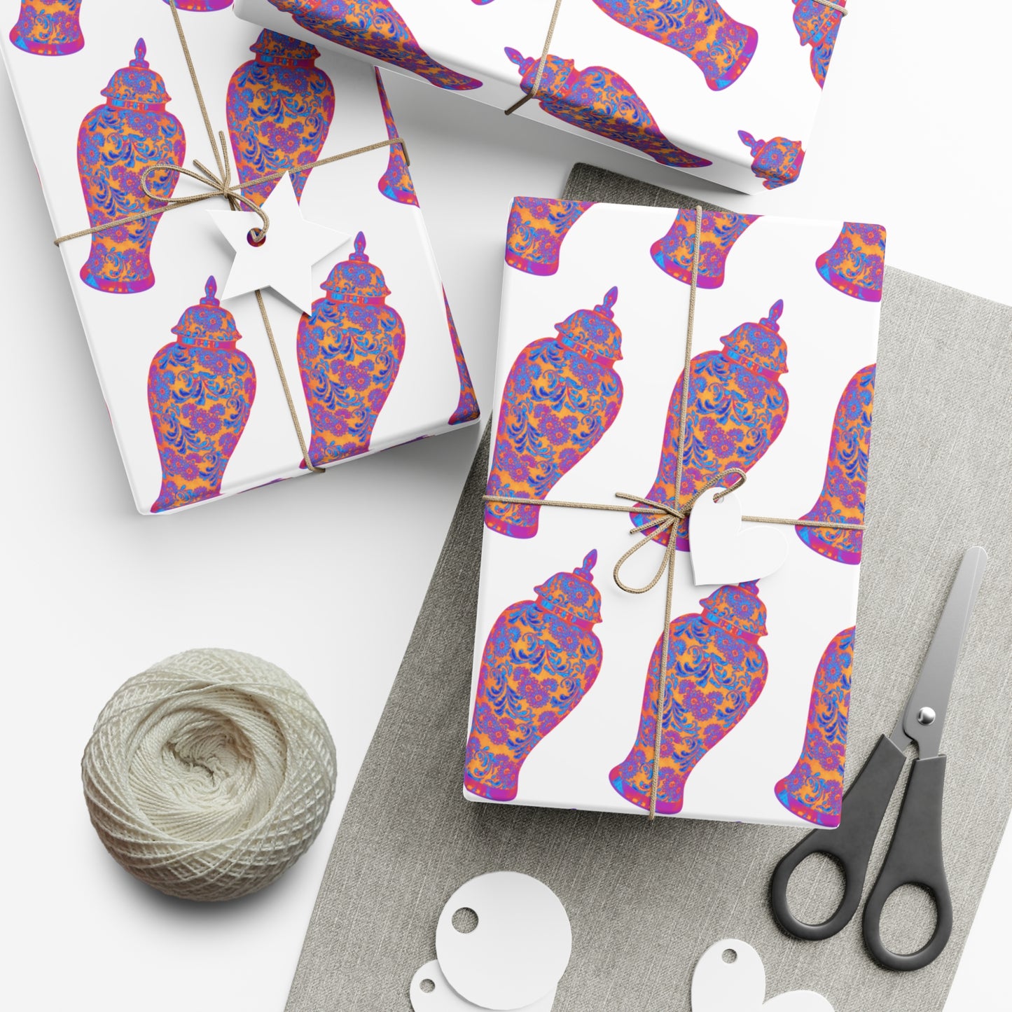Wrapping Paper - Tropical Gift Wrap for All Occasions / 3 Sizes, 2 Finishes / Heatwave Ginger Jar