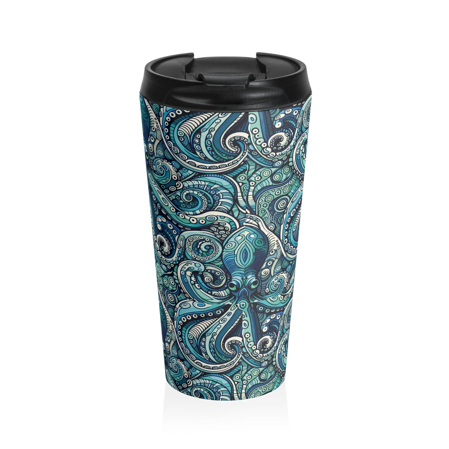 15 oz. Stainless Steel Travel Mug / Octopus Aqua