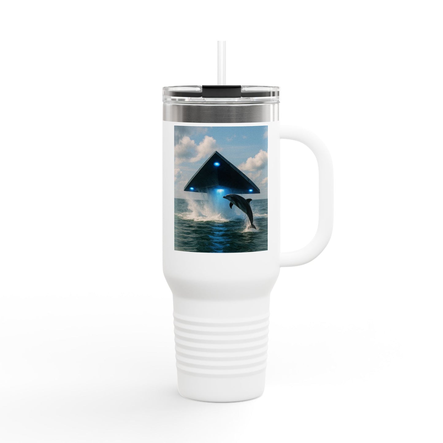Insulated Travel Mug, 40oz / UFO and Dolphin