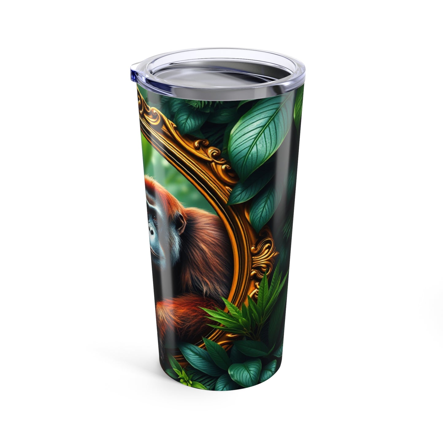 20oz Tropical Glossy Tumbler, Stainless Steel / Framed Orangutan Apes