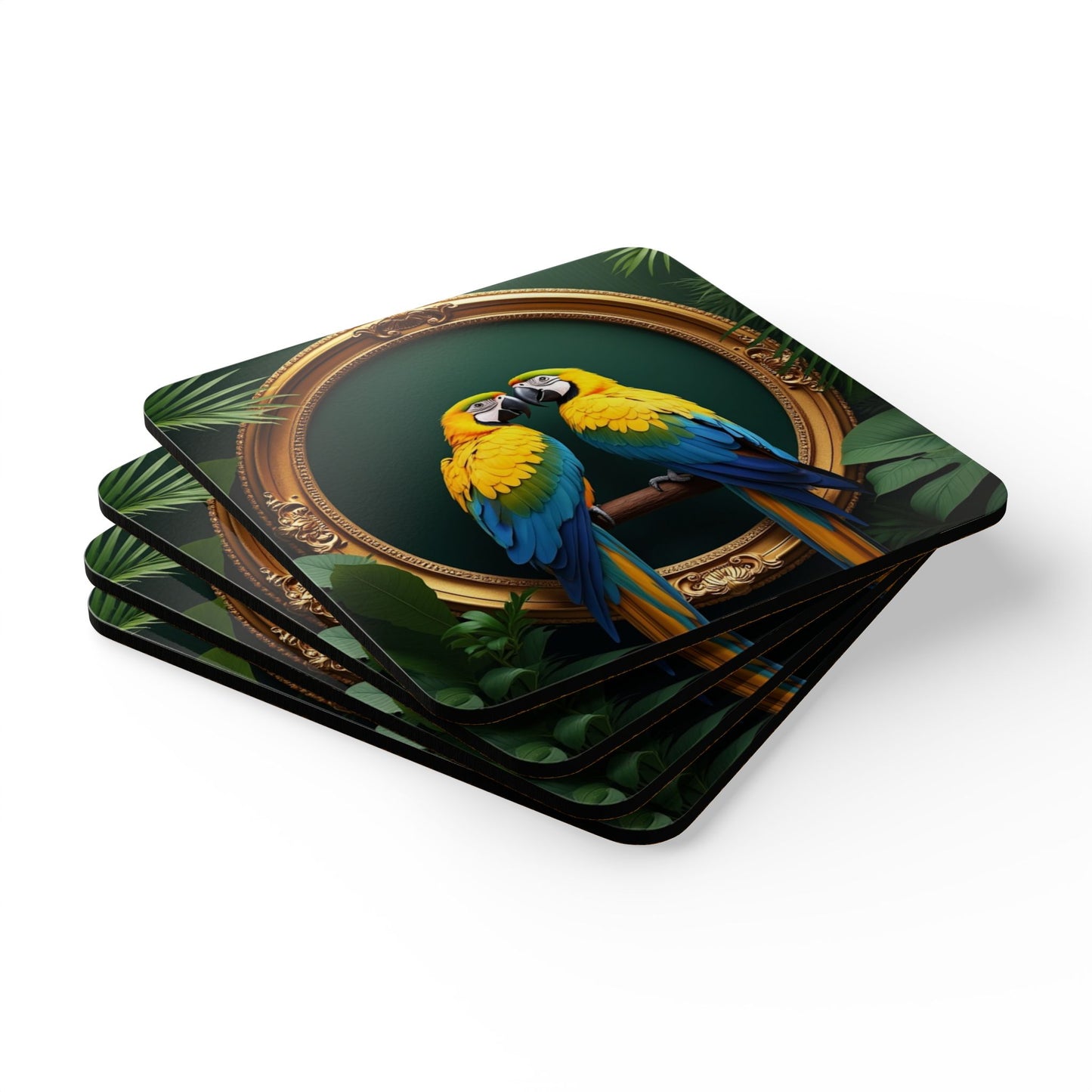 Coaster Set - Framed Parrot Pair