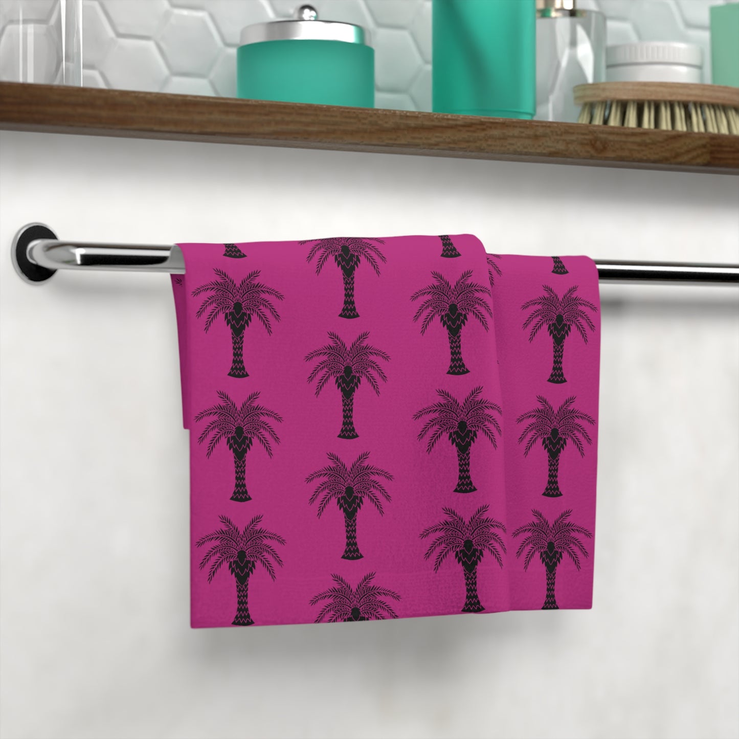 Face Towel - Stylized Palm pink