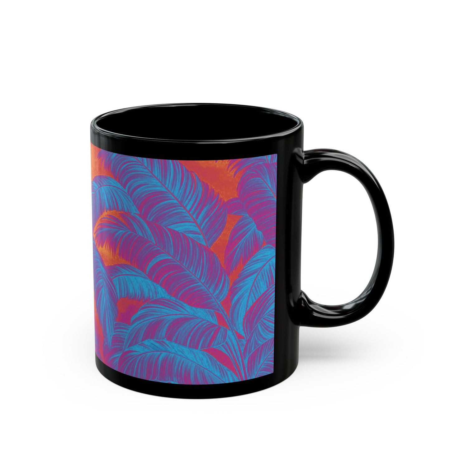 Black Coffee Mug - Palm Serenity, Heatwave