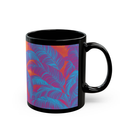 Black Coffee Mug - Palm Serenity, Heatwave