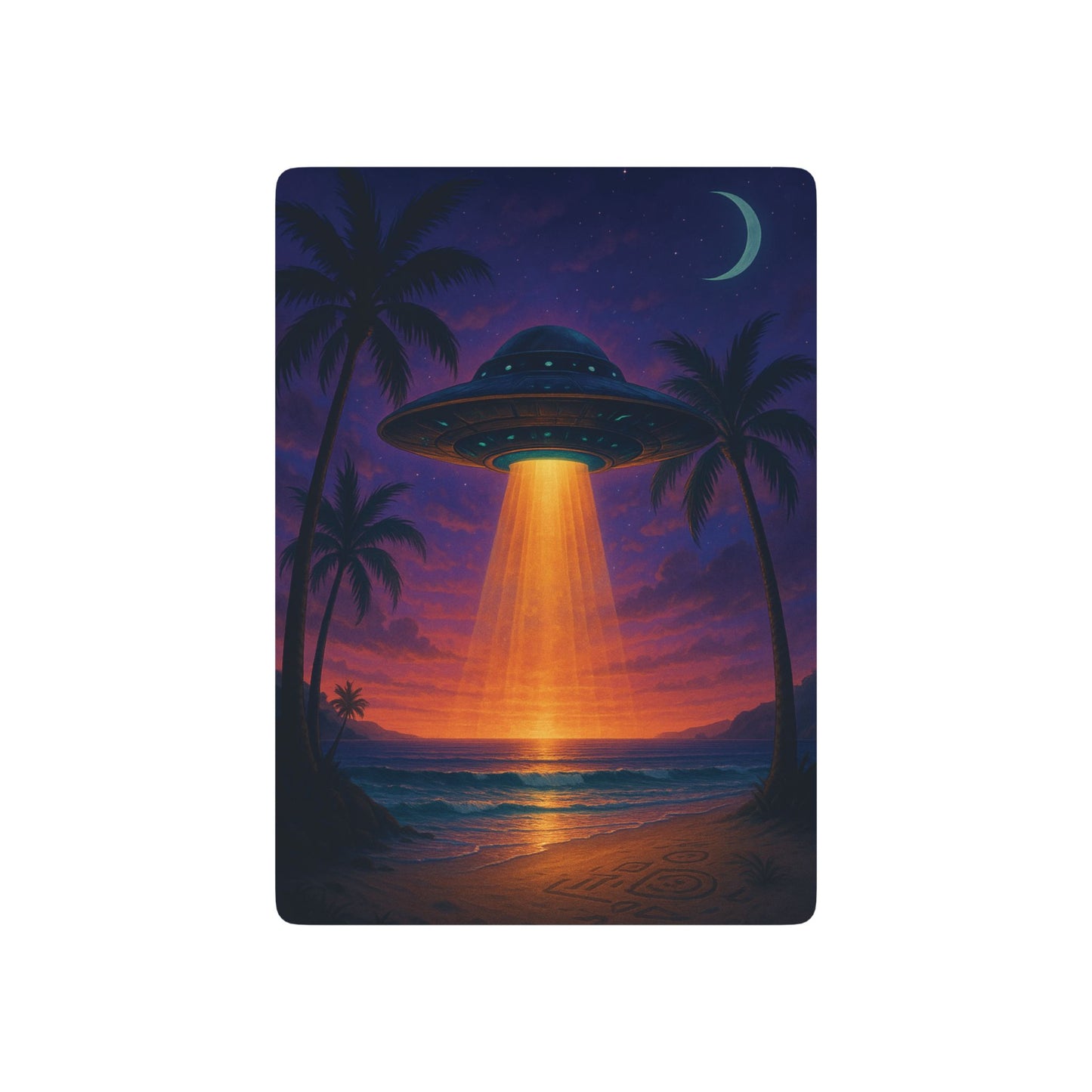 Poker Playing Cards - Beach UFO at Night
