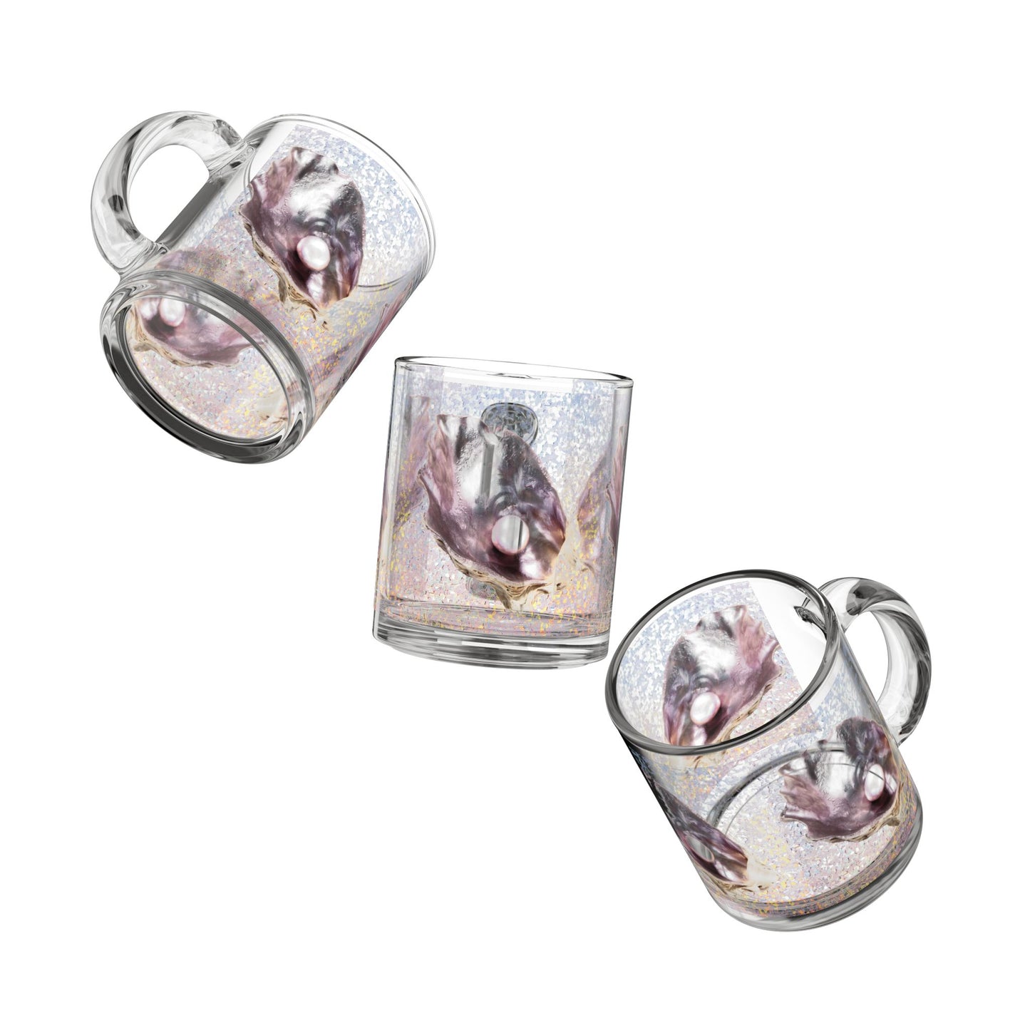 Tropical Glass Mug - 10oz Coffee Cup / Disco Lavender Pearl