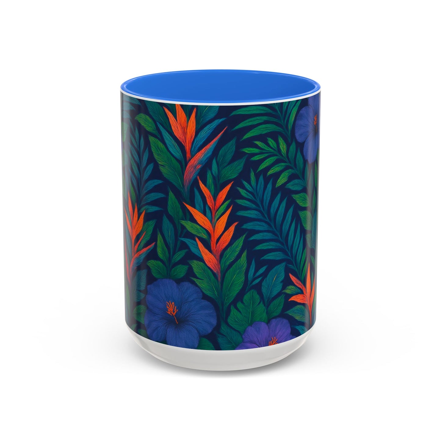 Vibrant Floral Coffee Mug - 11oz & 15oz / Midnight Flower Coral