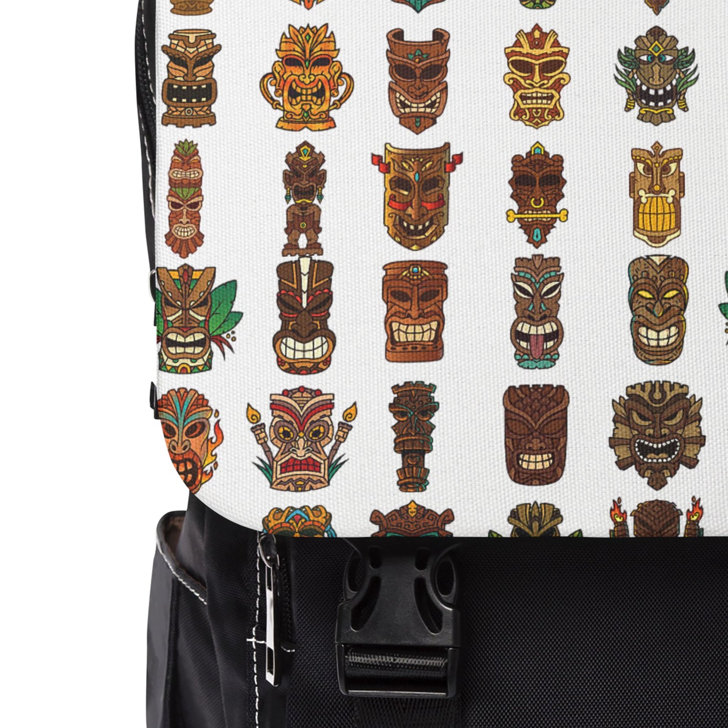 Tropical Casual Backpack - Perfect for Everyday Adventures / Tiny Tiki Dudes, White