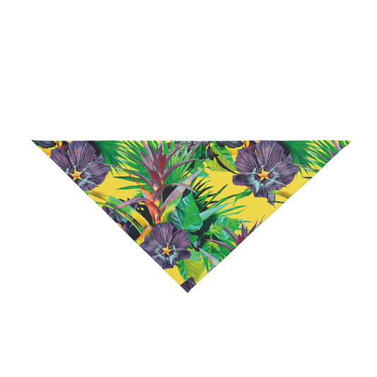 Yellow Plant Palooza Tropical Pet Bandana, 2 Sizes - Stylish accessory for dogs & cats