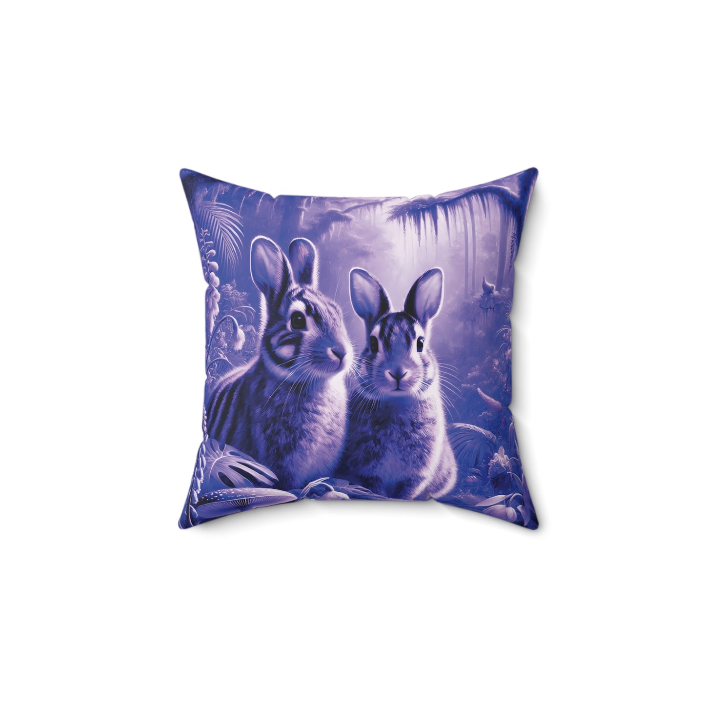Decorative Pillow - Accent Cushion, 4 Sizes /Tropical Sumatran Rabbits/Amethyst
